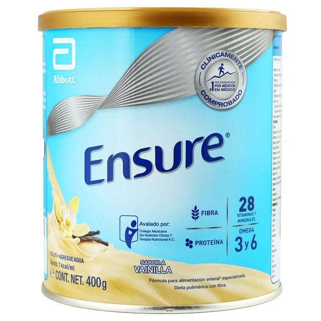 Ensure Abbott Fórmula para Alimentación Enteral E Polvo Dieta Polimérica con Fibra Sabor a Vainilla 400 g
