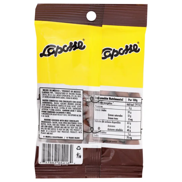 Imagen 5 de Laposse Pasitas Cubiertas con Chocolate 45.00 g