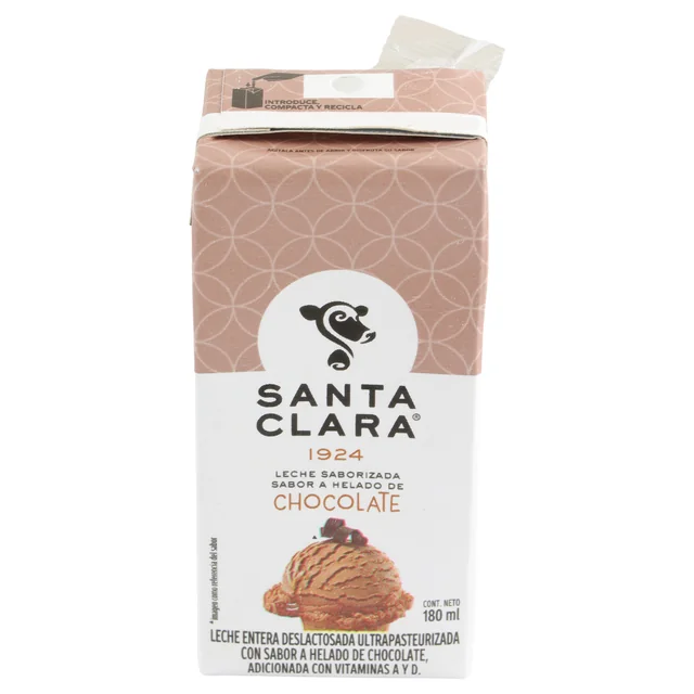 Imagen 4 de Santa Clara Leche Entera Deslactosada Ultrapasteurizada Saborizada Sabor a Helado de Chocolate 180 ml