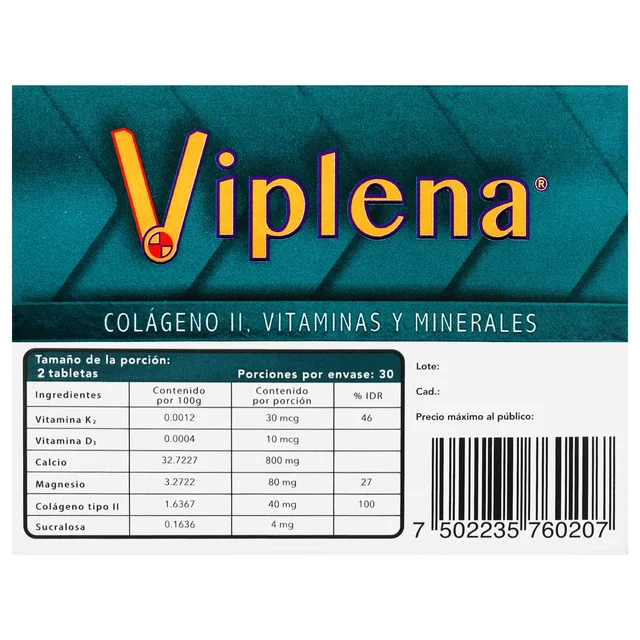 Imagen 13 de Viplena Suplemento Alimenticio tabletas Colágeno Ii, Vitaminas y Minerales 73 g