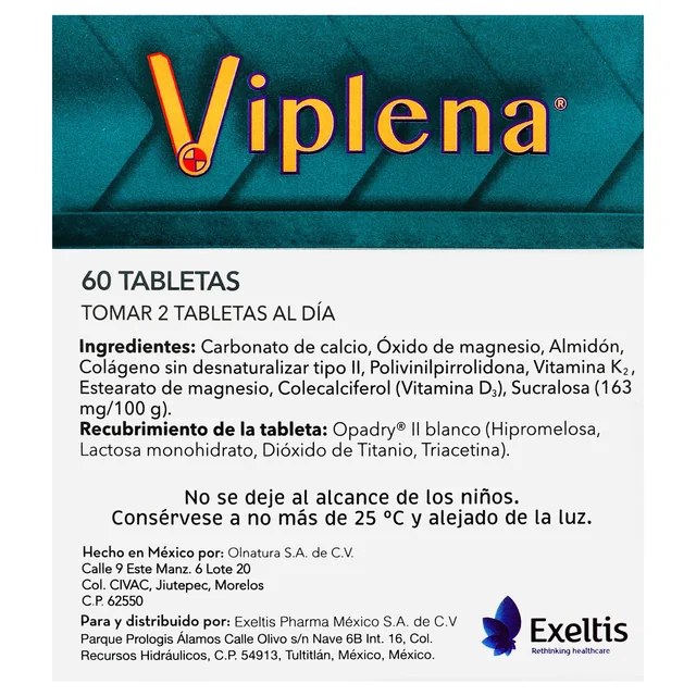 Imagen 9 de Viplena Suplemento Alimenticio tabletas Colágeno Ii, Vitaminas y Minerales 73 g
